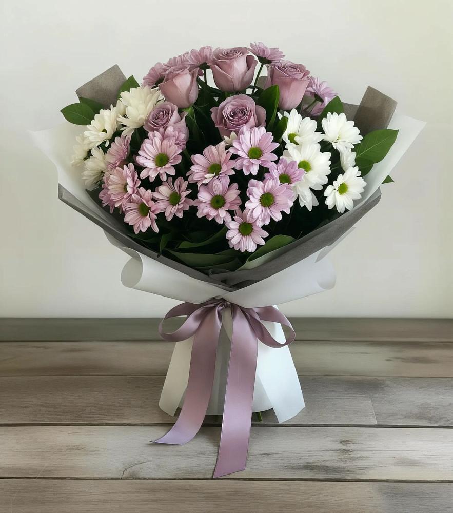 Букет цветов из: Хризантемы и Розы в Субханкулово