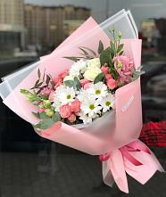 Букет цветов из:  Розы, Лизиантусы и Хризантемы в Субханкулово