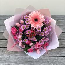 Букет цветов из:  Розы, Герберы и Хризантемы #REPLACE_PRED# Субханкулово